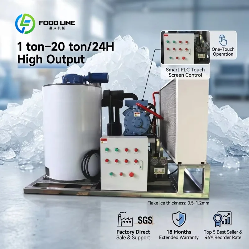 Customized Factory Price Industrial Flake Ice Making Machine 5 Ton 8 Ton 10 Ton Solar Powered Flake Ice Machine for Fisheries