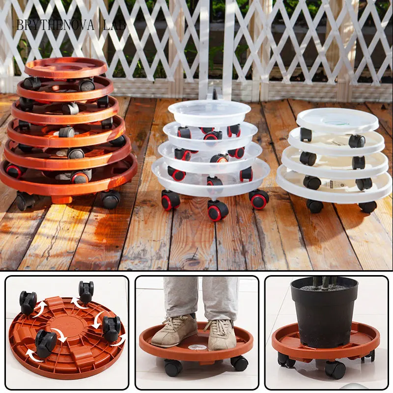 Plant Mover with Wheels Plant Support Roller Universal Flower Base Pot Movable Tray Rack Indoor Outdoor Balcony Stand