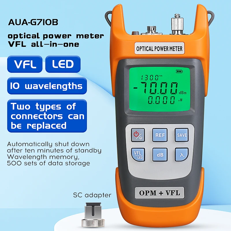 COMPTYCO AUA-G710B LED+VFL+OPM 3 in1 high precision Visual Fault Locator Fiber Optical Power Meter - 70~+10dbm with VFL 10~30KM