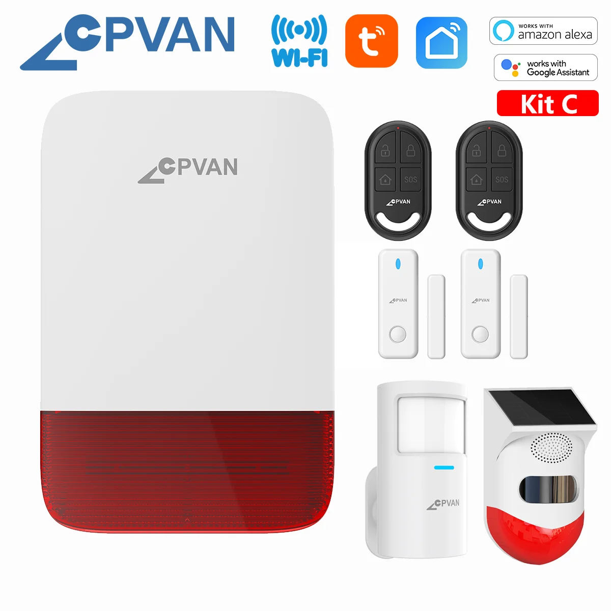 CPVAN Wireless WIFI Smart Tuya صفارة الإنذار الداخلية/الخارجية 120dB مقاومة للماء بطارية مدمجة 5000 مللي أمبير في الساعة لإنذار أمان المنزل #2