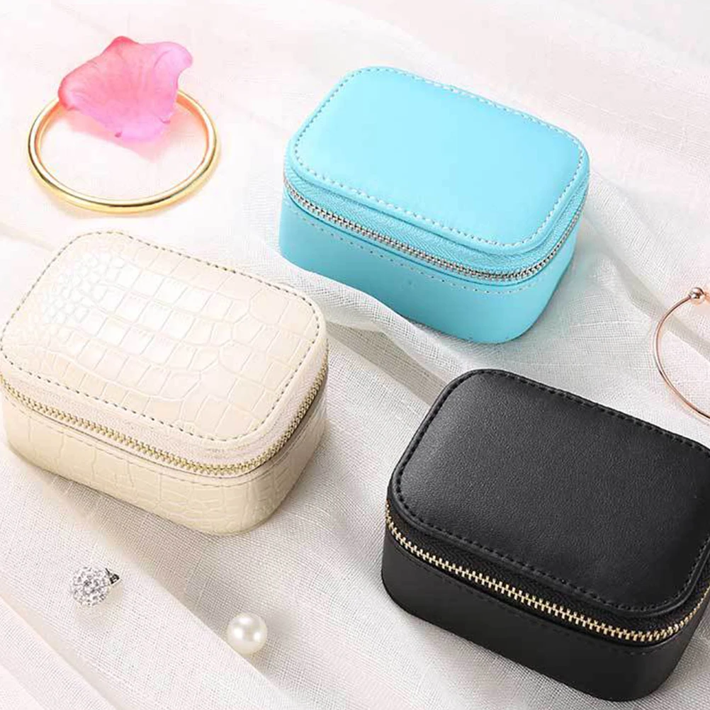 

1 шт., дорожная шкатулка для драгоценностей из искусственной кожи, ожерелье, кольцо, органайзер для часов, портативный футляр для хранения, шкатулка для драгоценностей цвета слоновой кости