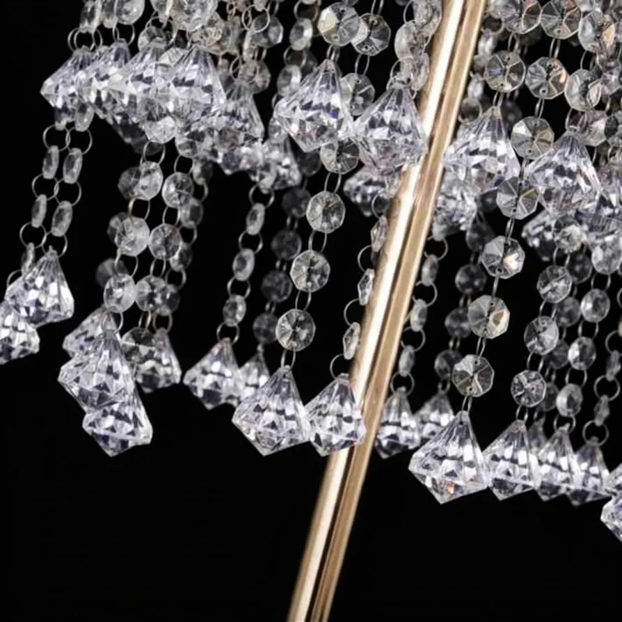 5 Stück 70 cm hohe Hochzeitstisch-Mittelstückständer, Blumenständer aus Metall mit hängenden Acrylperlen, Eventdekoration – Detail 4