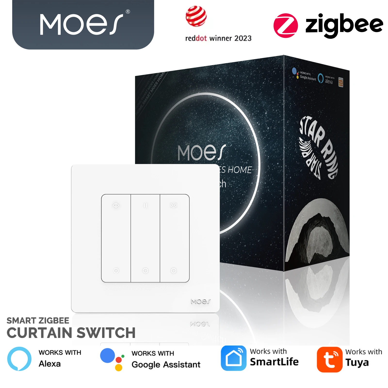 

MOES Tuya Smart ZigBee3.0 переключатель штор умный дом рольставни электрические шторы слепый мотор работает с Alexa/Google Home