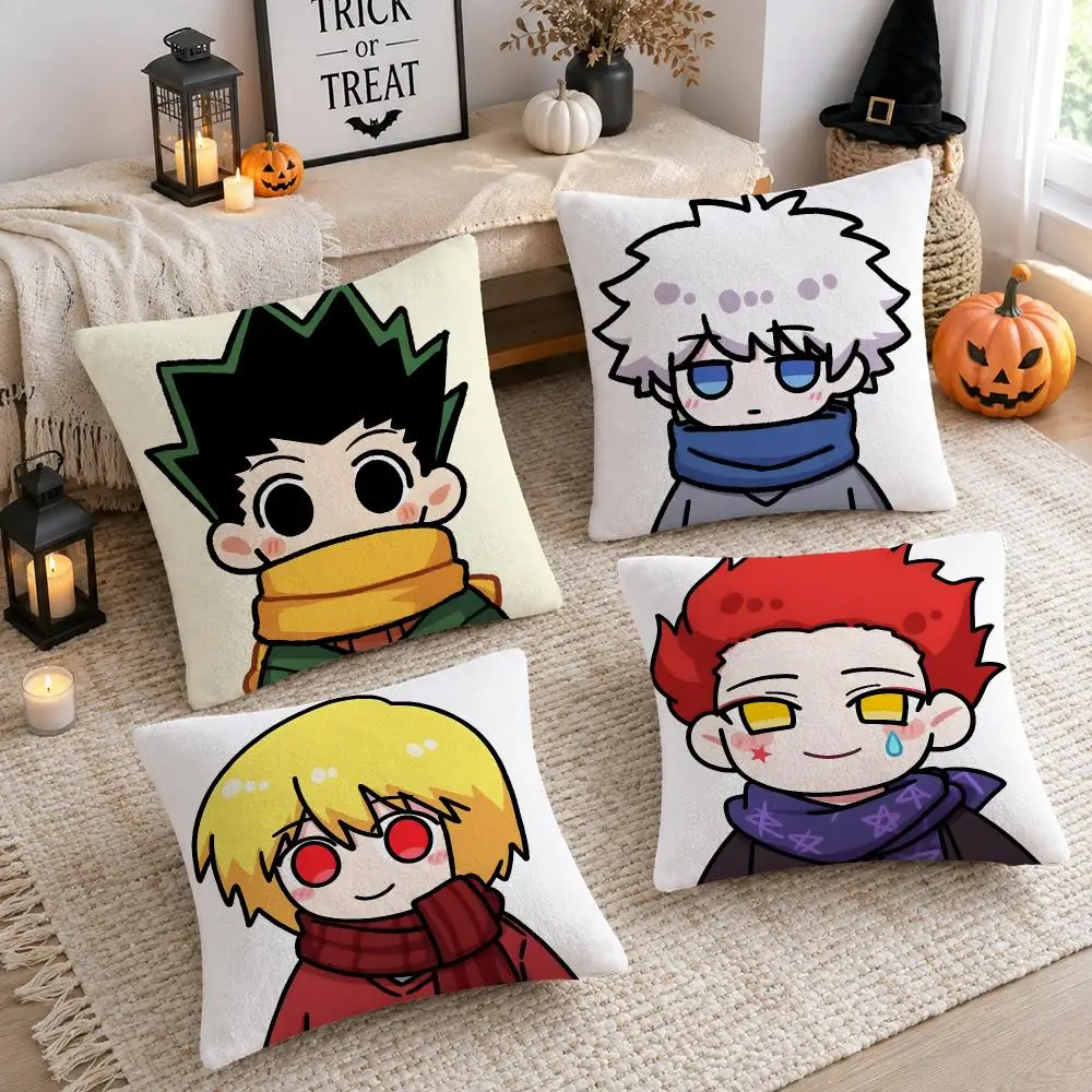 Anime H-Hunter x Hunter Cushion Cover Soft Plush Cushion Case Throw Pillowcase Cozy Home Sofa Bed Living Room Decor