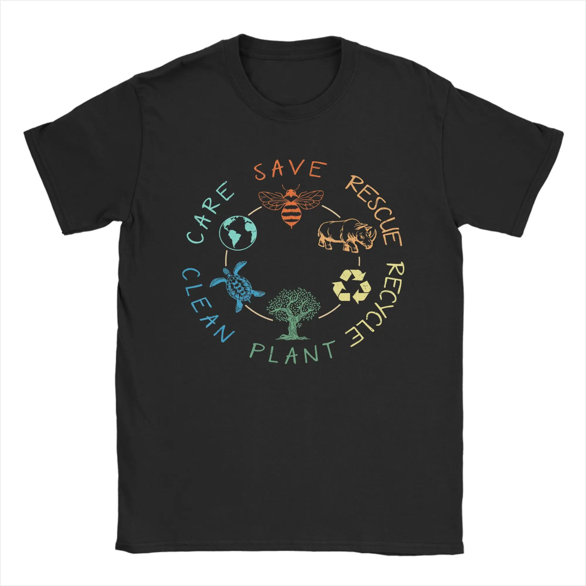 Harajuku T-Shirt Save Bees Rescue Animals Recycle Plastic Earth Day T Shirts  Novelty Tee Shirt for Summer Short Sleeve Tops