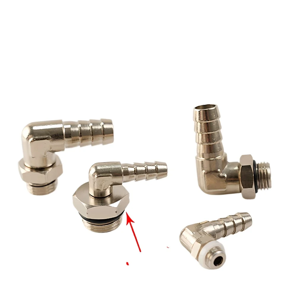 M5/6/8/10/12/14/16 To 4-15mm Hose Barb 360-Degree Rotatable Brass Elbow 90 De Fitting Water Cooling Tank Pipe Connector Fitting