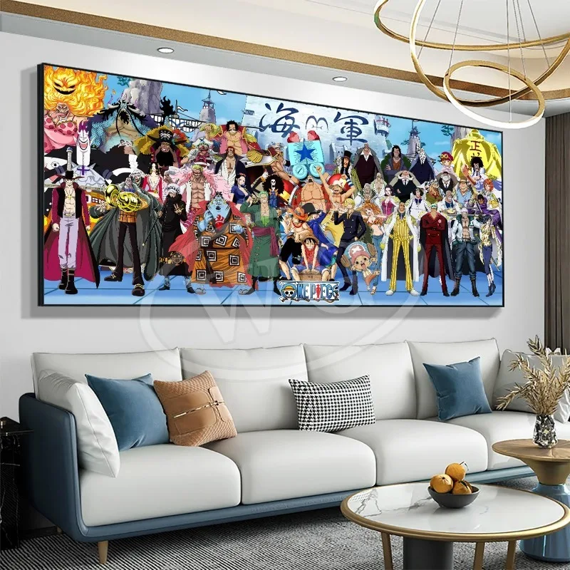 One Piece decorative painting Luffy Zoro Ace anime sofa background wall hanging painting One Piece study bedroom mural