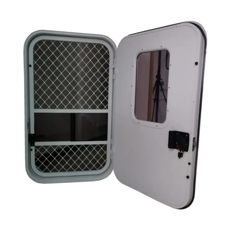 2024 E-MARK GLASS 25.6*35.4inch Aluminum Alloy Frame Single-point Lock Teardrop Door For RV Motorhome Caravan Trailer ORV