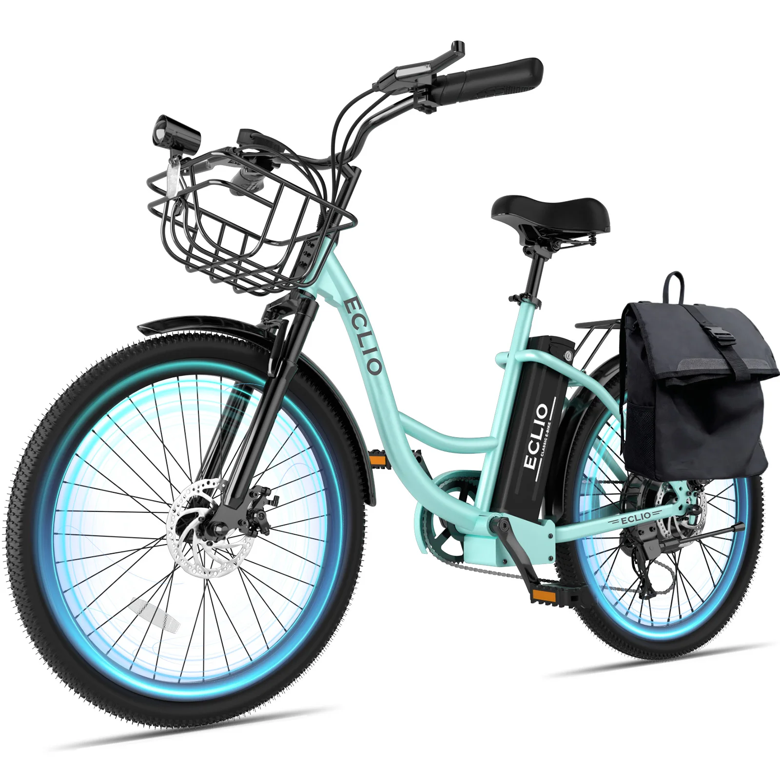 

24'' Electric Bike for Adults, Peak 1000W Motor 28MPH, 624WH Battery 75Miles, Step Through City Cruiser Ebike, Commuter E Bike