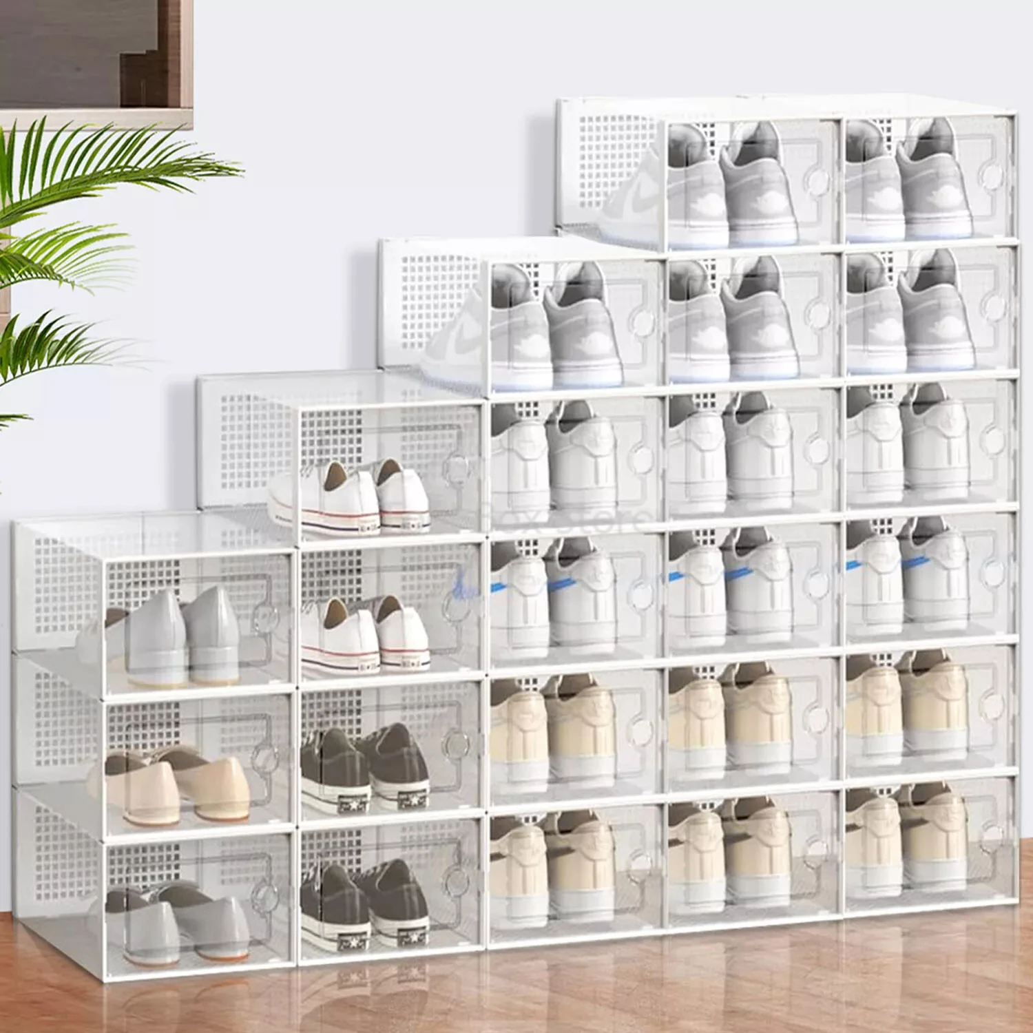 New Shoes Racks Stackable Shoe Box Plastic Thickened Transparent Drawer Cabinet Household Multi-Layer Shoe Shelf Organizer