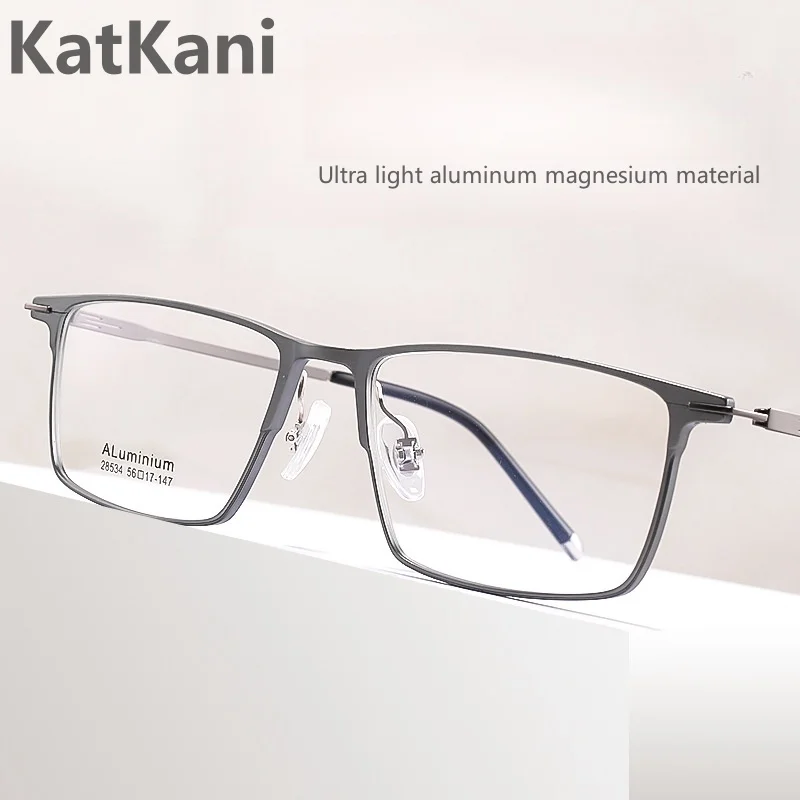 

KatKani New Ultra Light Business And Leisure Aluminum Magnesium Square Eyeglass Frame Optical Prescription Glasses 28534SF