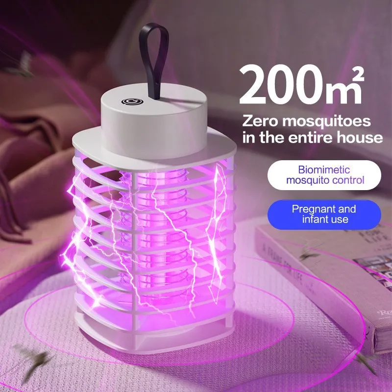 Lâmpada LED Silenciosa Repelente de Mosquitos, Montada na Parede, Carregamento USB, Ecológica, Eliminador de Insetos para Controle de Pragas Domésticas e de Camping