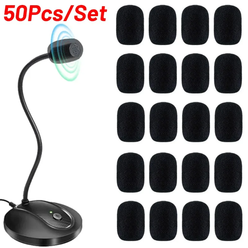 50/10Pcs Collar Microphone Windscreen Replacement Sponge Cover Headset Mic Foam Cover Protective Cap for Gooseneck Meeting Mic