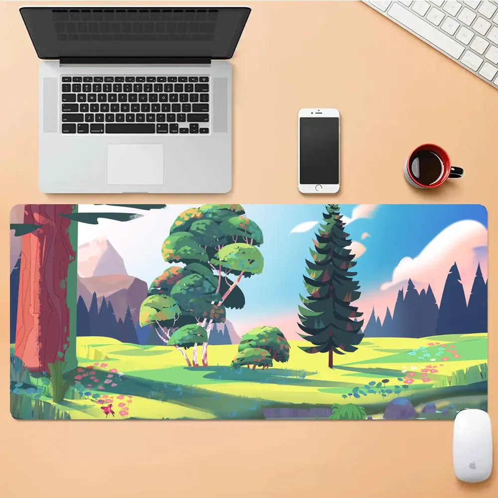 

Cartoon Green Forest Mouse Pad Desk Mouse Pad Cute HD Desk Pad Extended Gaming Keyboard Mats Large XXL Gamer Mousepad 90x40
