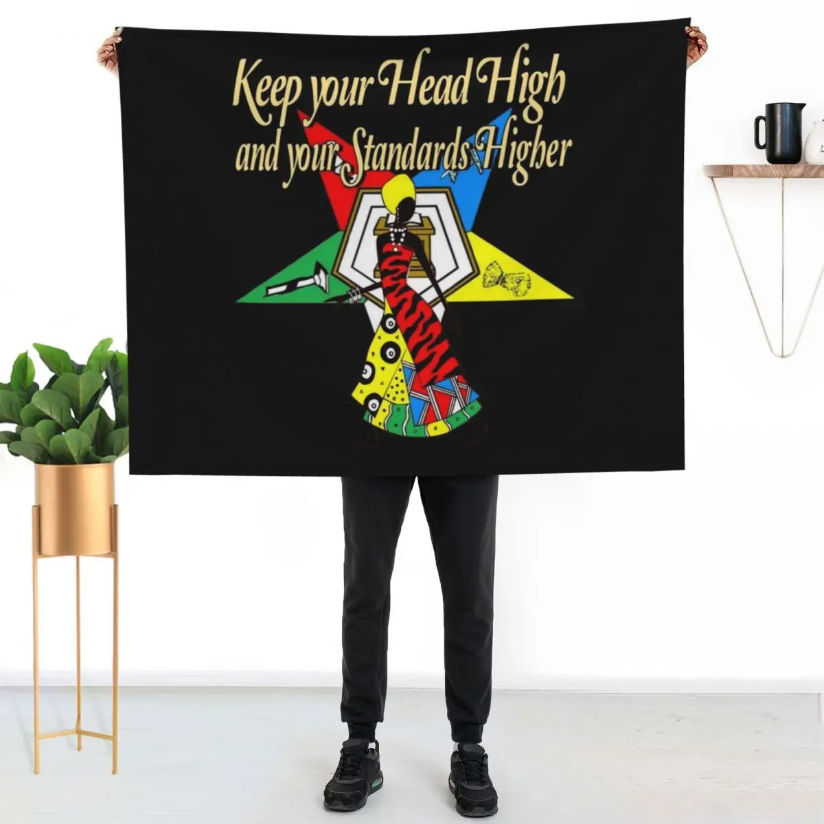 OES Style Order Of The Eastern Star Logo Sistar Keep Your Head High Throw Blanket Furry Thins Heavy Beautifuls Nap Blankets