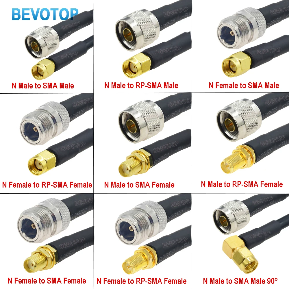 LMR240 50-4 Coax Cable L16 N Male Female to SMA Male Connector N to RP SMA Crimp for LMR-240 Pigtail Jumper 4G 5G LTE Extension