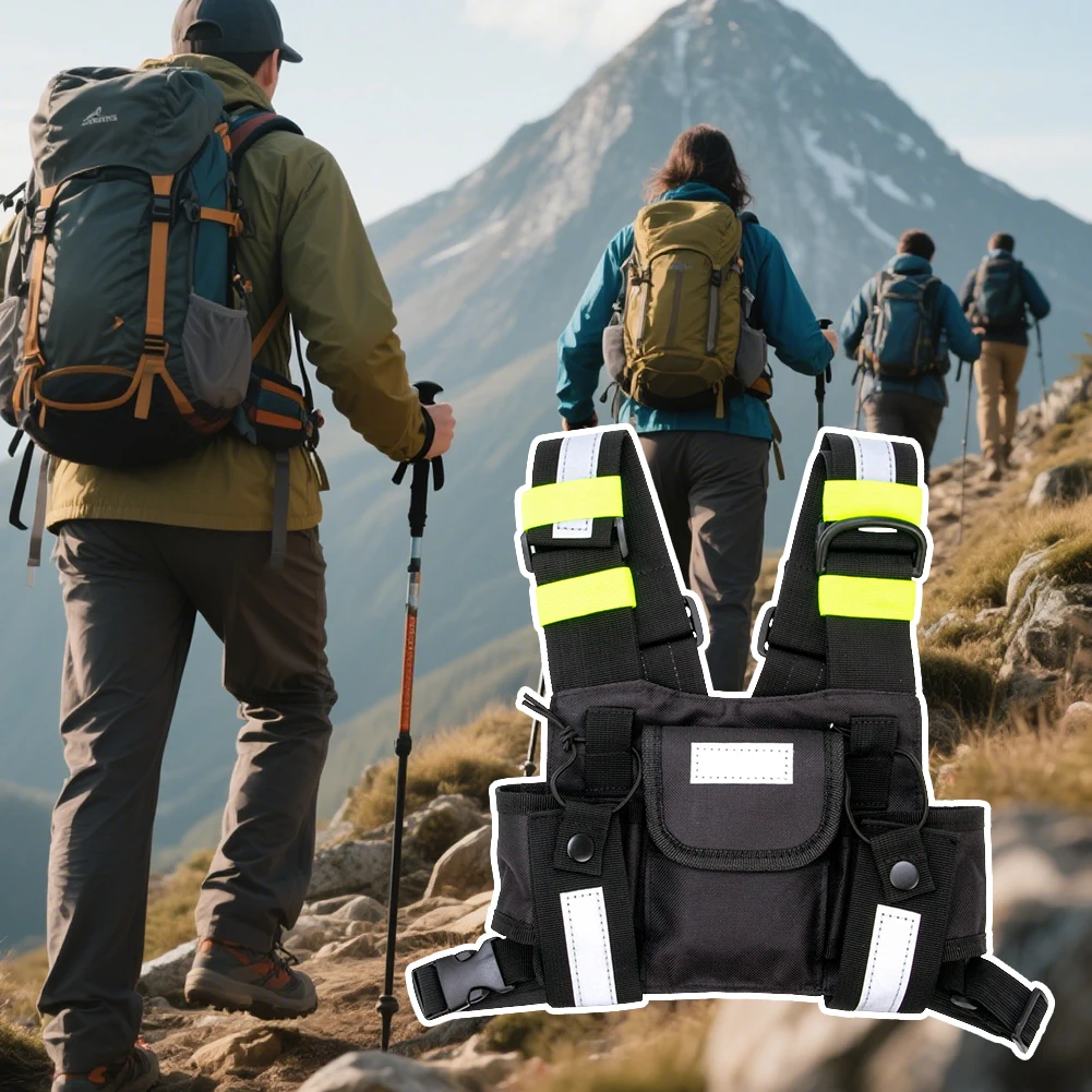 

Двойная нагрудная сумка для рации, нагрудная кобура для рации, передняя сумка для рации, чехол для двусторонней радиосвязи Baofeng