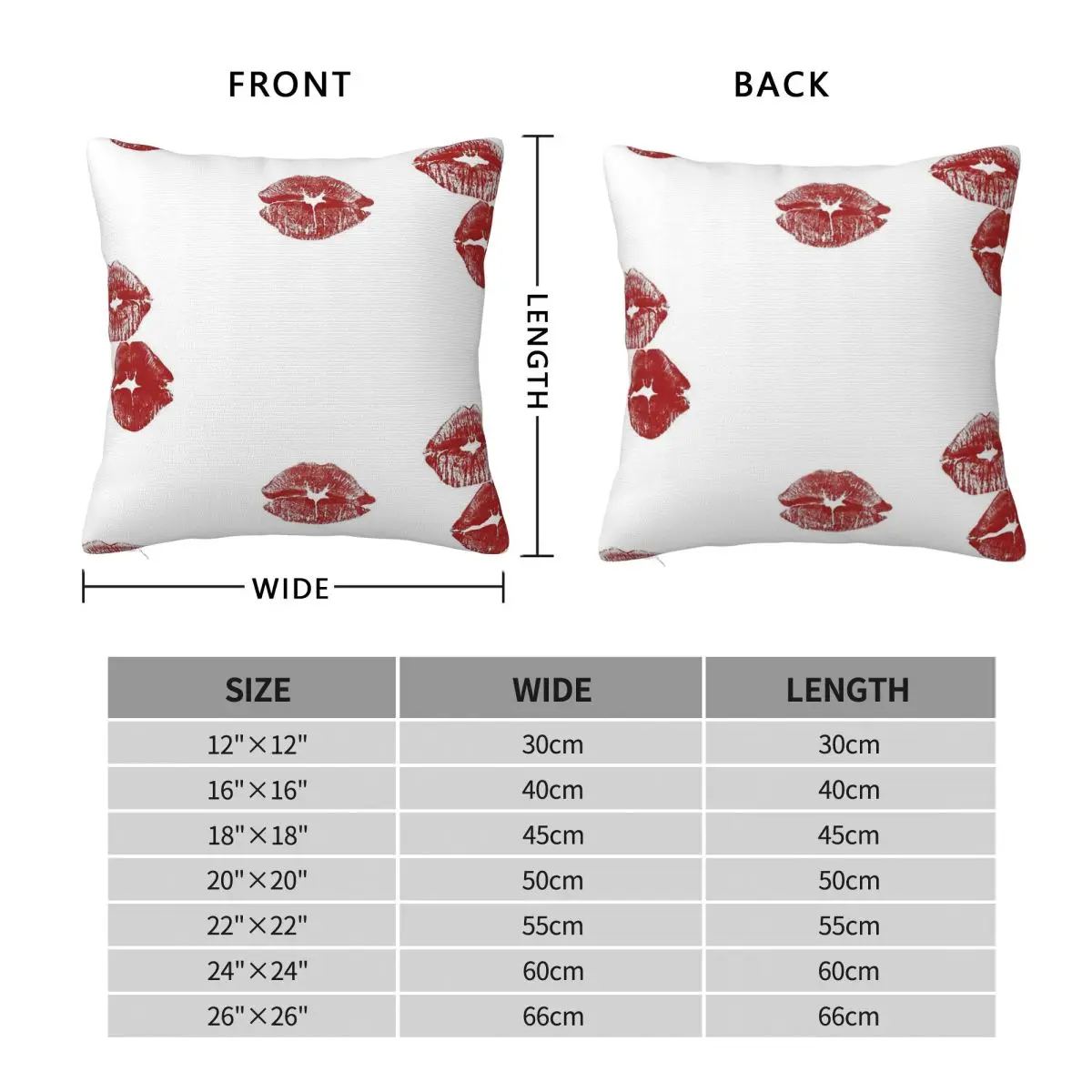 Red Lip Kiss Mark Square Pillowcase Polyester Linen Velvet Pattern Zip Decorative Pillow Case Sofa Seater Cushion Case Wholesale