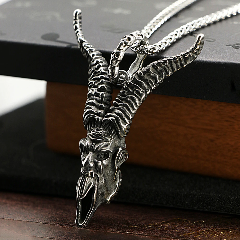 Vintage Stainless Steel Goat Head Necklace For Men Animal Pendant Street Hiphop Style Biker Personality Jewelry Dropshipping image 2