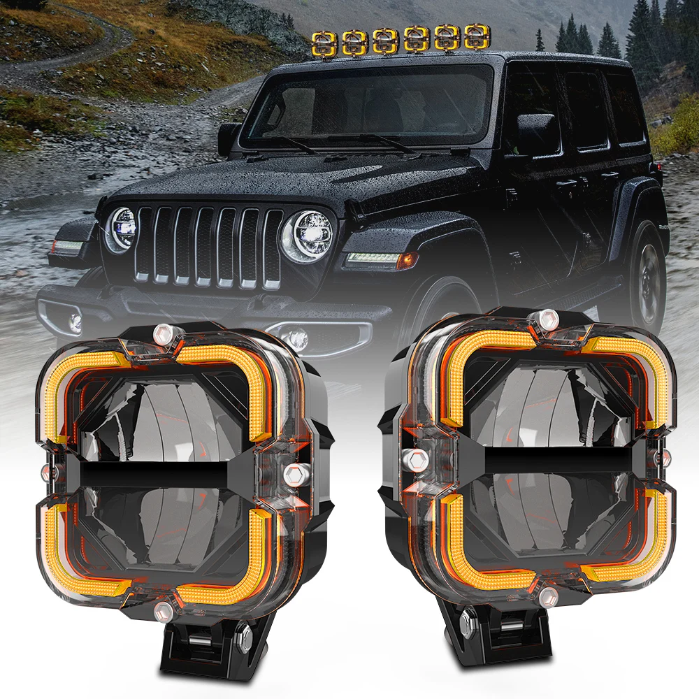 

LED Sport Work Lamps 60W White & Amber Led Work Driving Lamp for Lada Offroad 4X4 vehicle Car SUV 4x4 Boat ATV Auxiliary Lights