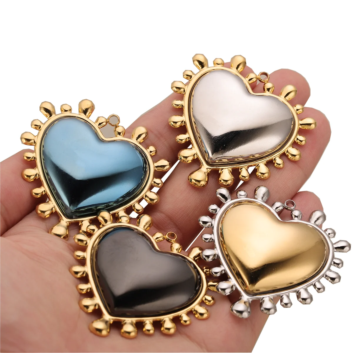 2Pcs Gold Plated Stainless Steel Lover Heart Pendants for DIY Jewelry Earrings Making Necklace Charms Bracelet Material view 3