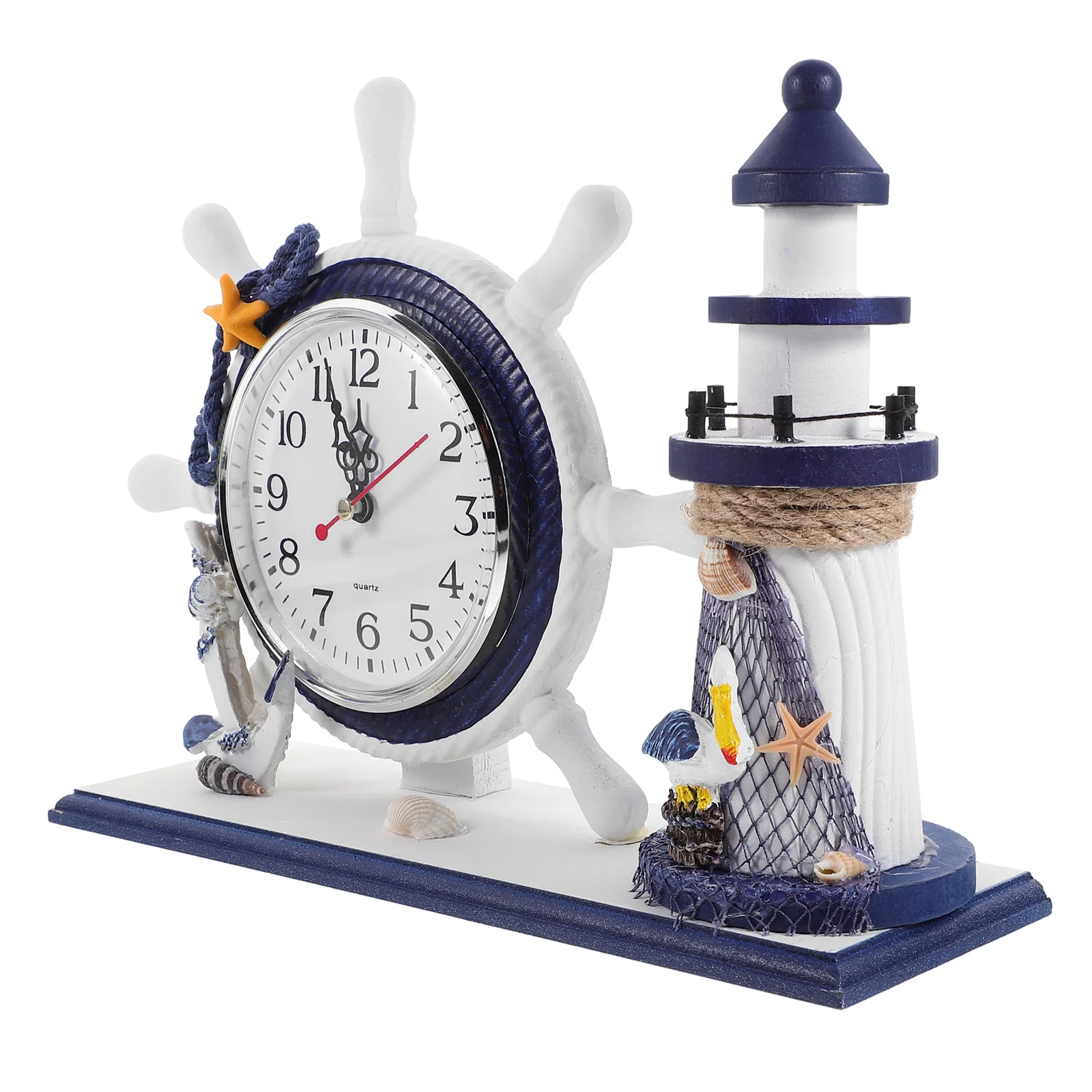 Living Room Decor Lighthouse Clock Desktop Ornaments Digital Wall Ocean Style Alarm