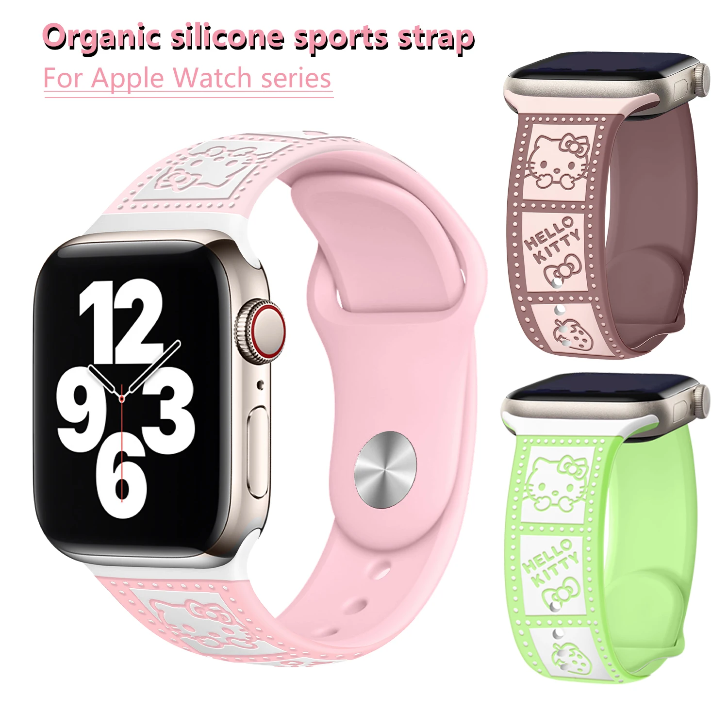 Симпатичный силиконовый ремешок для Apple Watch 38/40/41/49/46/45/44/42, женский ремешок для IWatch, полнодиапазонный ремешок