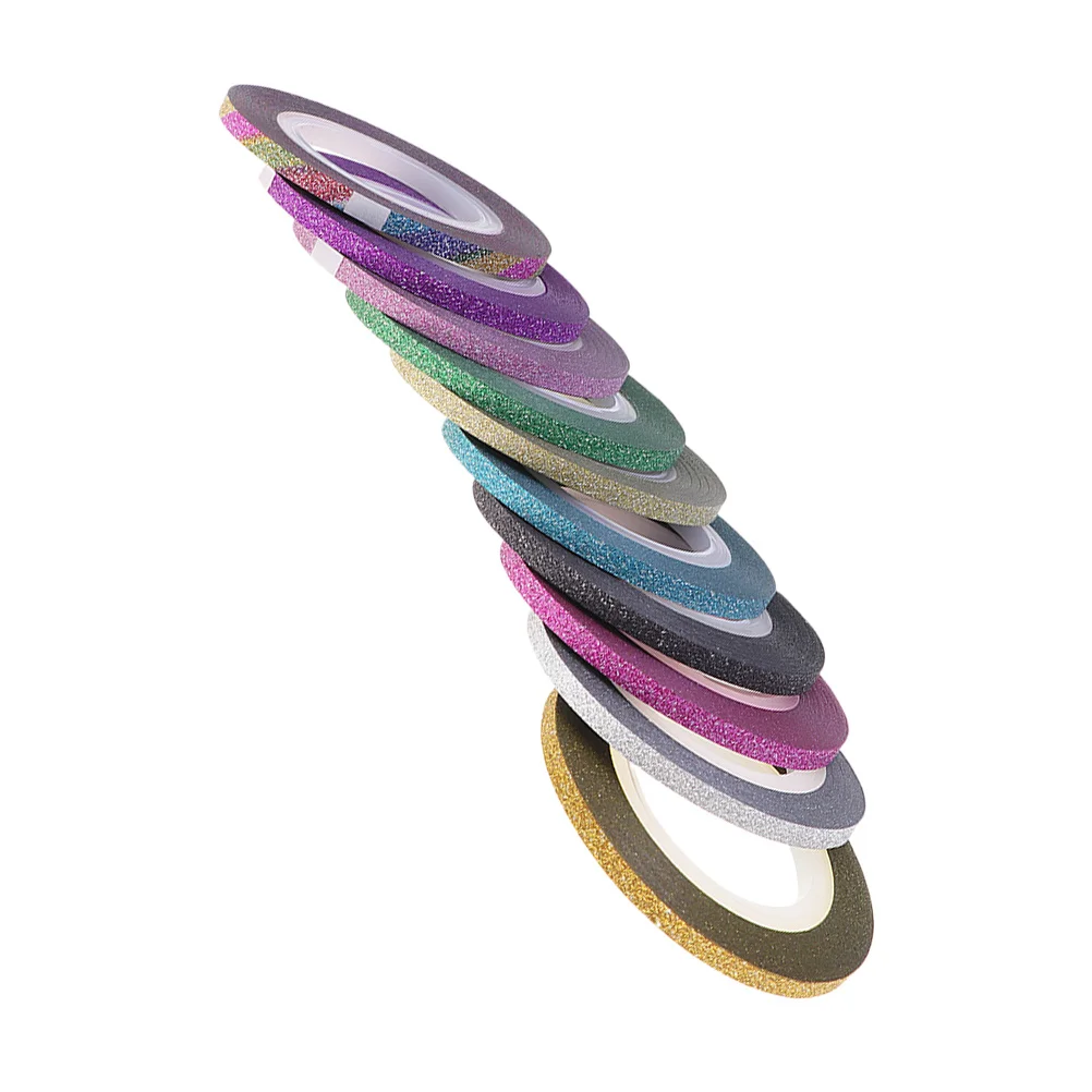 20 pezzi di nastro per unghie satinato glitter linea 3 mm autoadesivo strisce per nail art fai da te decorazione per manicure adatta per mani dita dei piedi false