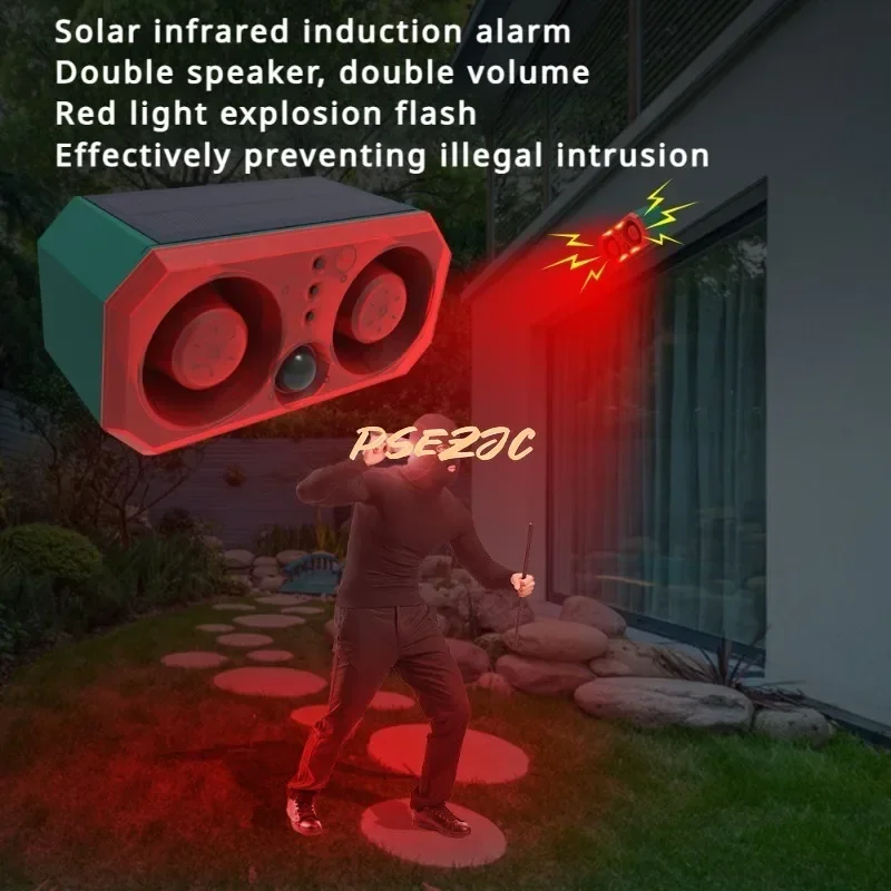 Solar Energy Alarm Light for Driving Beasts and Wild Boars 24-hour Induction Night Timed Alarm Broadcasting Loudspeaker