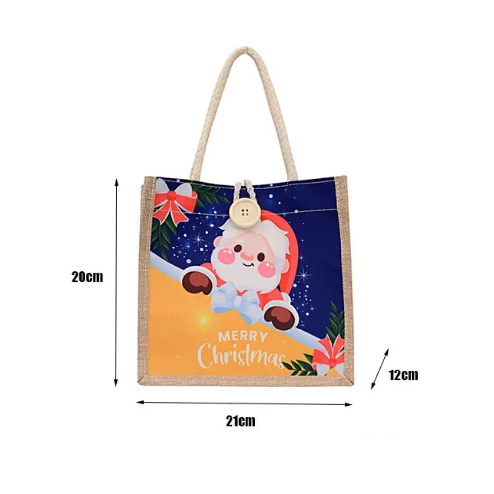 Childlike Fun Halloween Christmas Handbag Button Closure Large Capacity Halloween Lunch Bag Cute Canvas Christmas Gift Bag