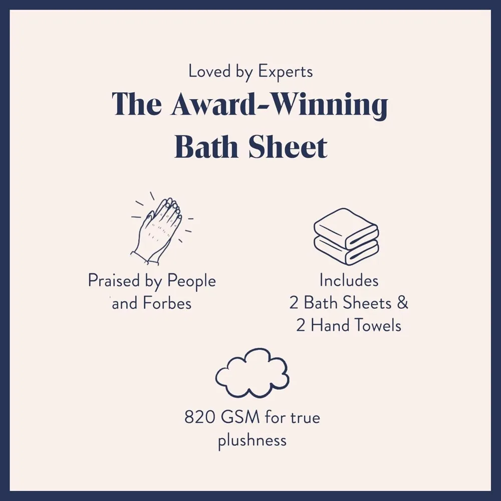 Juego de sábanas de algodón altamente absorbentes: 2 sábanas de baño de algodón turco de felpa y 2 toallas de mano, 820 GSM, lavables a máquina, lujosas