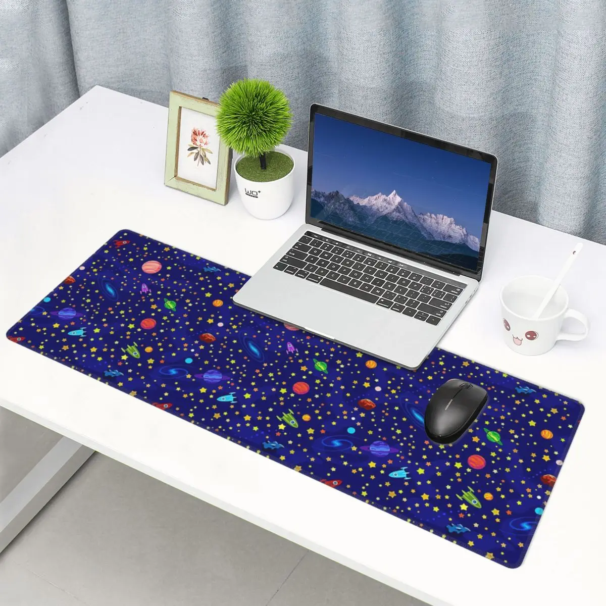 Large Mouse Pad Starry Sky Space Galaxy Sun Moon Gamer PC Laptop Mats Keyboard Carpet Computer Gaming Office Desk Mat