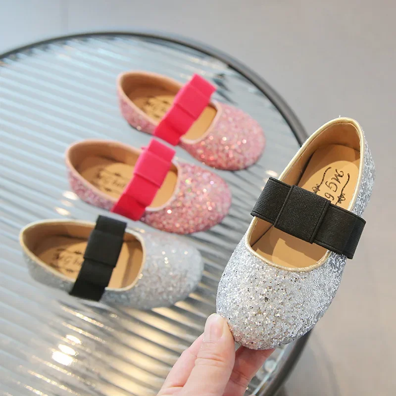 

Girls Shoes Fashion Sequin Party Performance Flats Kids Shallow Soft Sole Leather Shoes Baby Girl Shallow Princess Shoes 여아구두