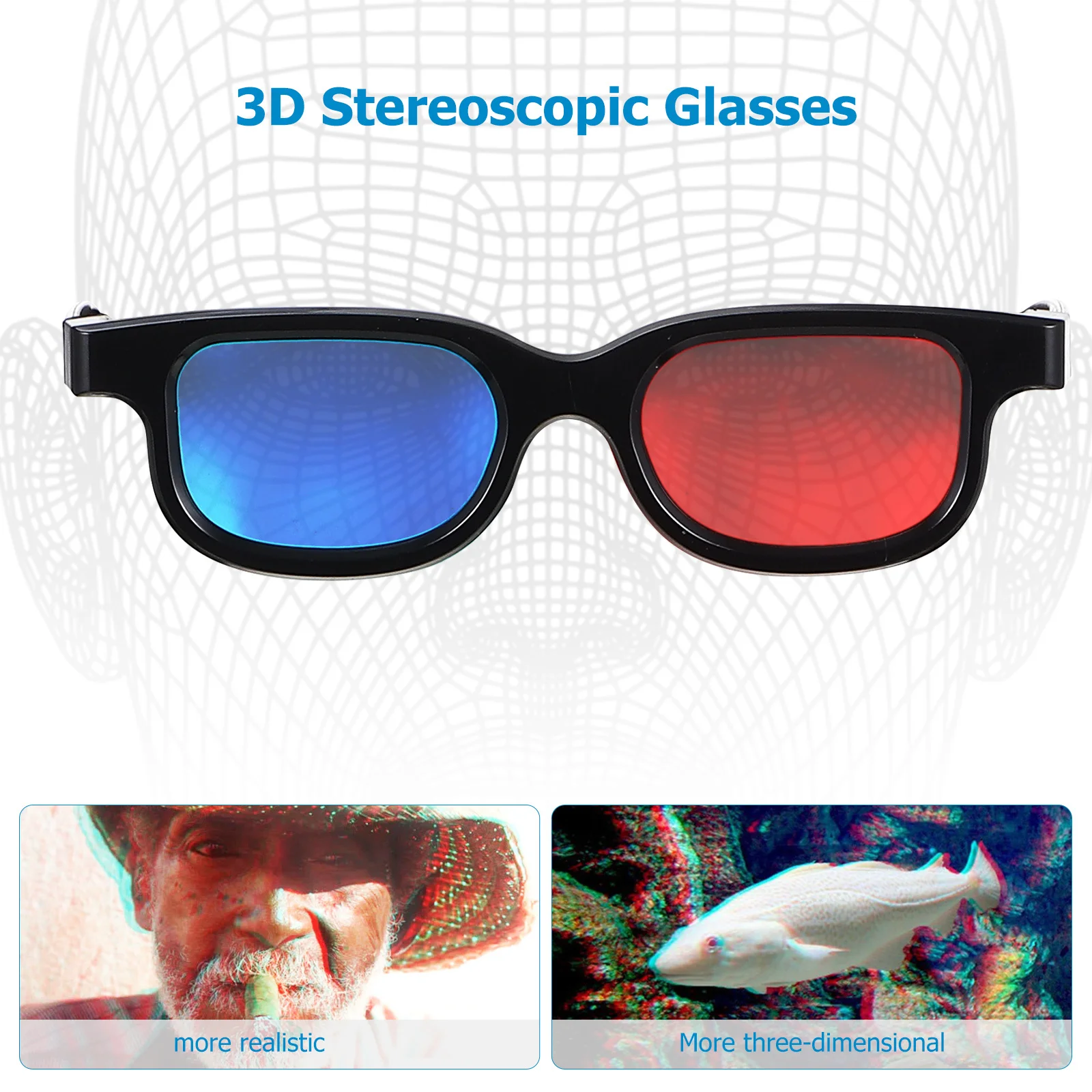 

10Pcs 3D Glasses Red Blue Lens Lightweight Comfortable Frame Anti-Slip Nose Pads Compatible with Movie Theater Computer