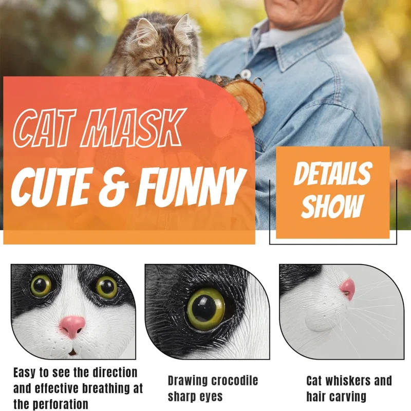 Gefleckte Katzenmaske Halloween Realistische Rollenspiel-Verkleidung Tier-Katzen-Vollkopfmaske Geburtstag Erwachsene Männer Frauen Verkleidung – Detail 3