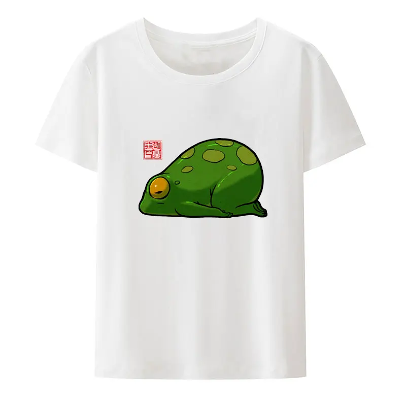 Cute Yoga Frog Child's Pose Mood Print T Shirt Summer Clothes for Women Clothing Breathabl Punk Harajuku Leisure Loose Comics