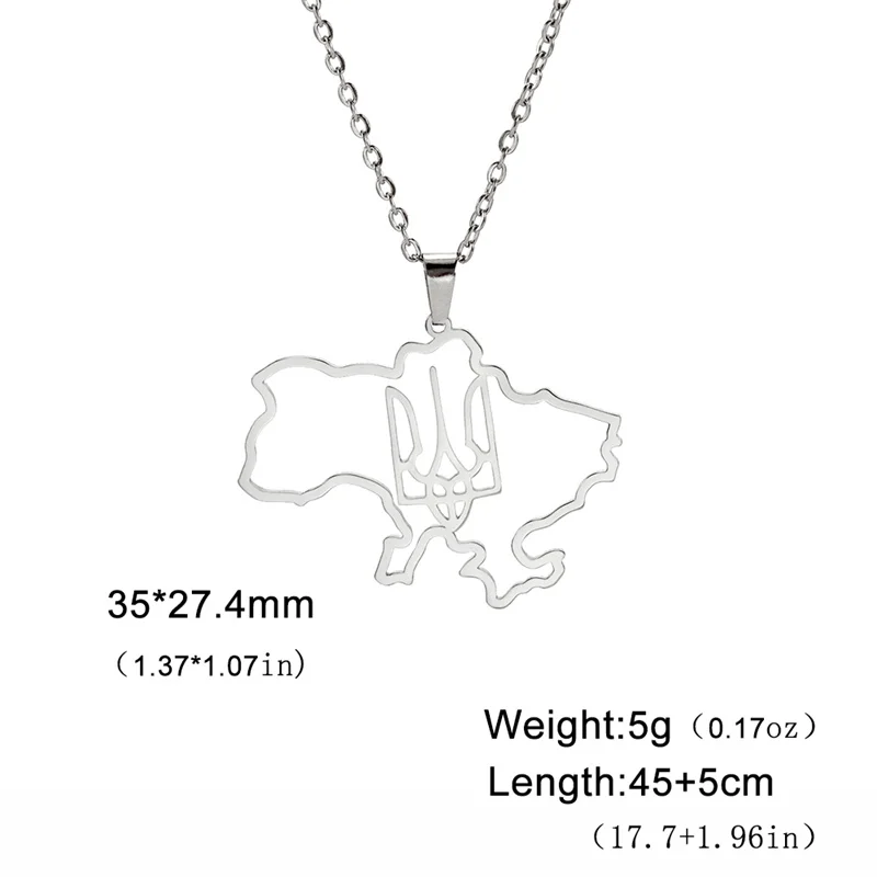 Mode Umriss Ukraine Karte Halskette Kette Halsband Hals Edelstahl Schmuck Ästhetische Halsketten Geschenke accesorios para mujer – Detail 16