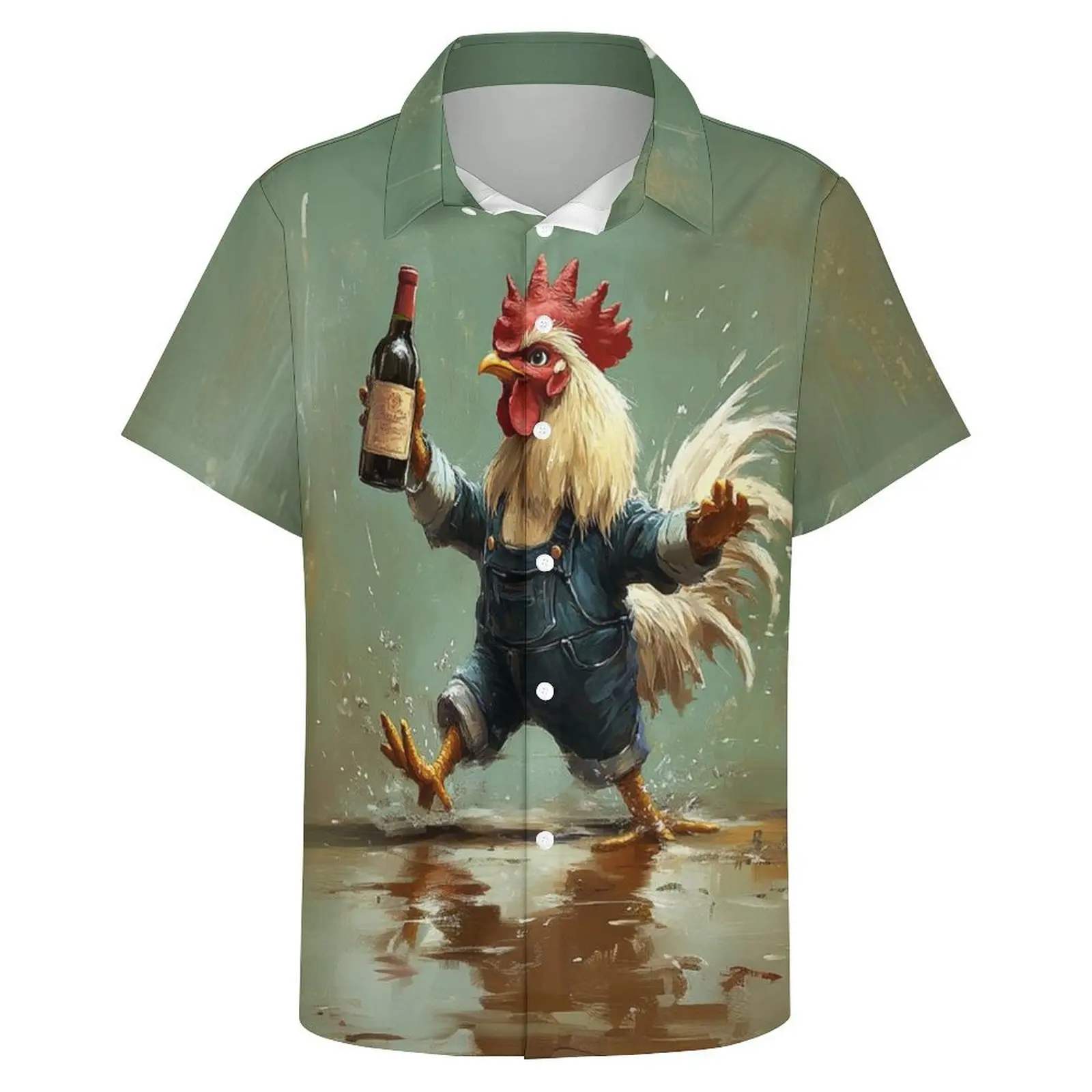 Men's Shirts 3D Rooster Print Clothes Funny Button Short Sleeve Streetwear Shirt For Men Casual Pattern Hawaiian Daily Clothing