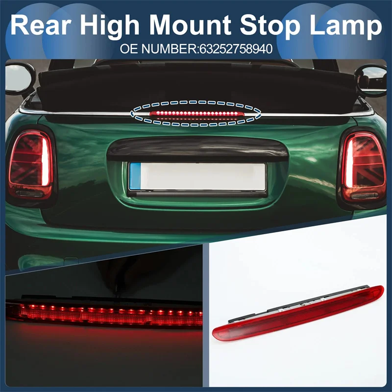 

63252758940 Red For Mini Cooper R58 Coupe 2012 2013 2014 2015 Rear Third Stop Brake Light Additional Lamp