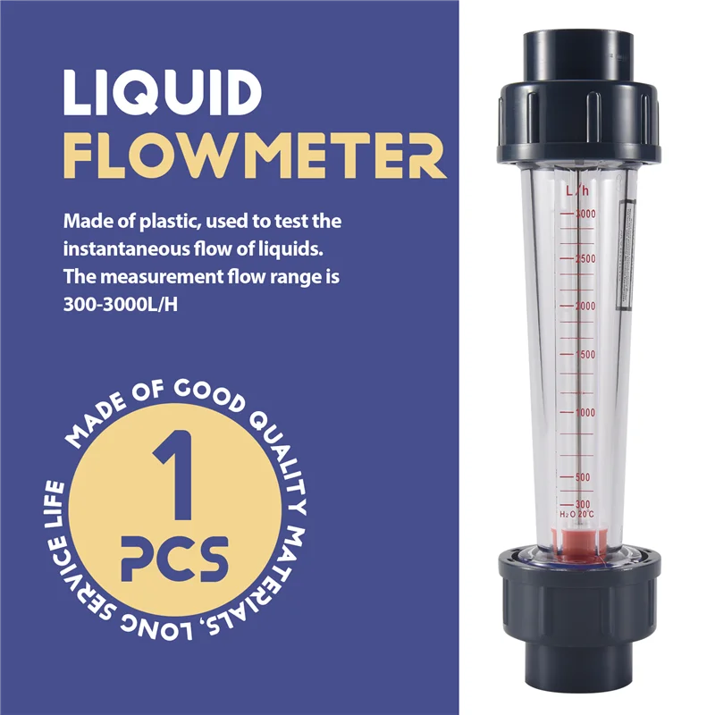 

B45C LZS-25 Flow Meter Plastic Tube Type 300-3000L/H Water Rotameter Liquid Flowmeter Measuring Tools For Chemical Light