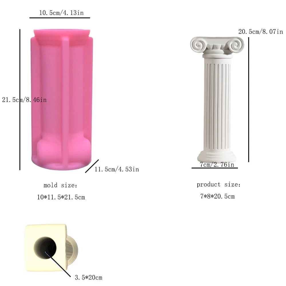 Classic Greek Roman Column Vase Silicone Mold Large Architectural Sculpture Gypsum Flower Pot Mold Home Garden Decoration