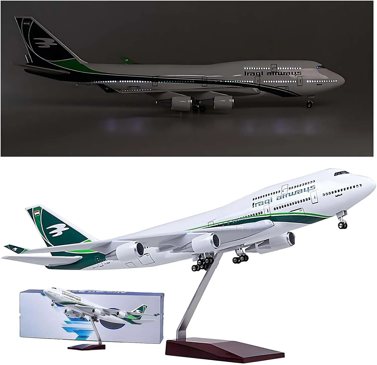 

1/150 Scale 18.5“ B747-400 Civil Aviation Airliner Iraqi Airline Plane Model Airlines Ornament Resin for Collection Or Gift