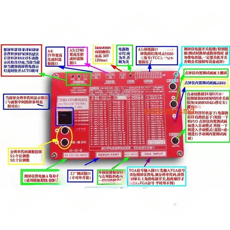 LED/LCD LCD TV / Monitor Screen Tester TV Maintenance LVDS Screen Test Tool