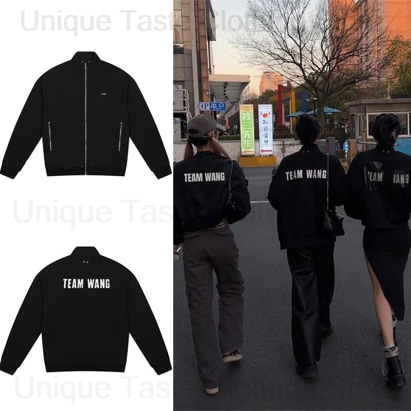 TEAM WANG Jacket Jackson Wang Same Letter Print Stand Collar Jacket First Generation High Quality Version Autumn Warm Coat Tops