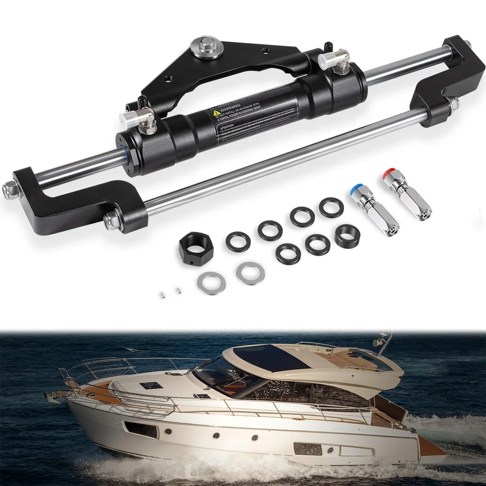 

HC5345-3 Front Mount Outboard Hydraulic Steering Cylinder Kit for any 300HP Outboard-Powered Boats Max Pressure 10.3Mpa/1500PSI