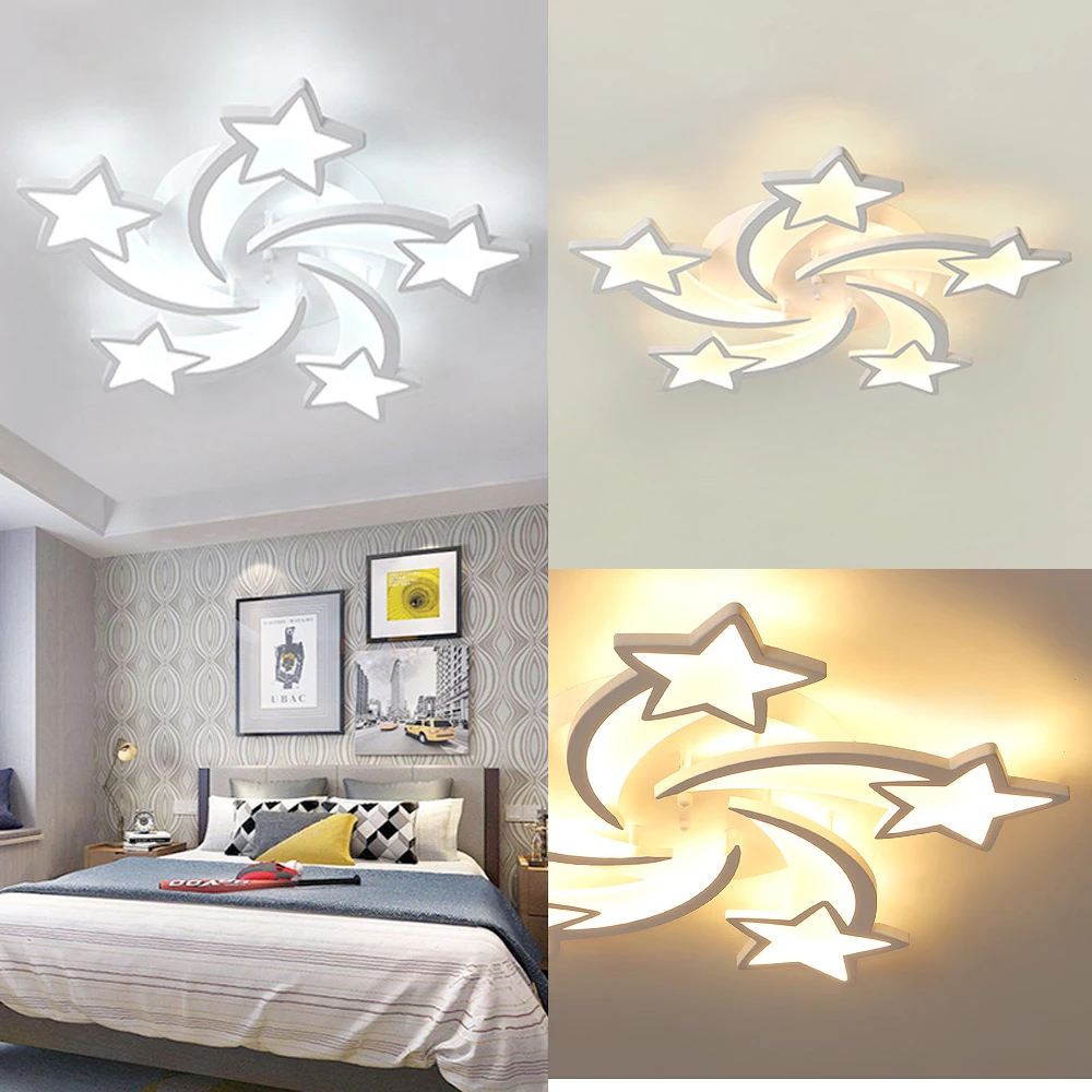 

71*10.5cm 110-240V Modern Acrylic LED Ceiling Light 42W Pendant Lamp Kid Bedroom Star Chandelier Dimmble