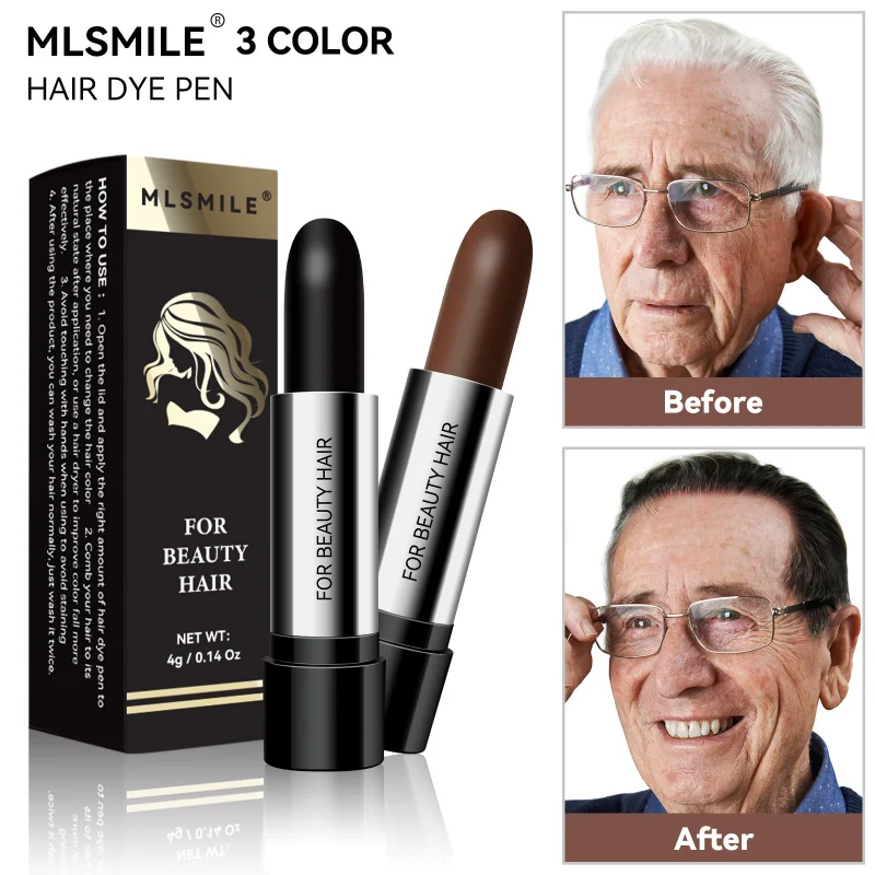 قلم صبغ الشعر باللون الأسود والبني من ميسن، غطاء عصا صبغ الشعر المؤقت لمرة واحدة، كريم الظل على الفور لتغطية الجذر، قلم خافي عيوب البشرة #2