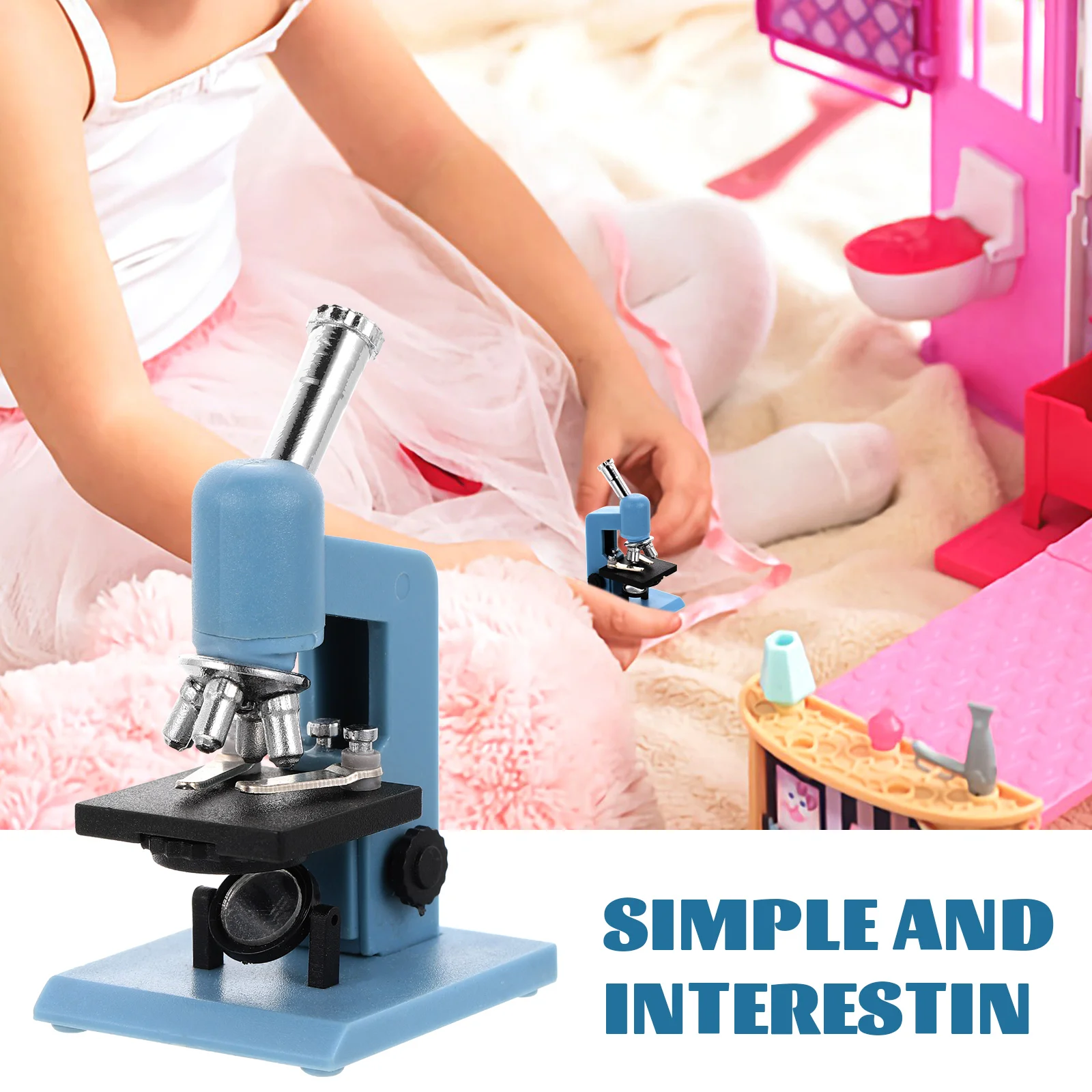 

2pcs Mini For Dollhouse Play Science Experiment Scene Blue Plastic Handheld Microscopic Lens Diy Lab Tools Kids Educational