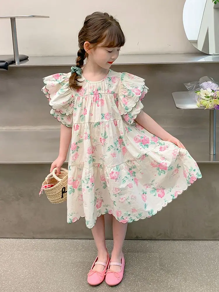 

4-15 Years Girls Summer Print Dress Children Floral Loose Casual Dresses for Girls Teenager Kids Short Sleeve Dress Clothing 8 9