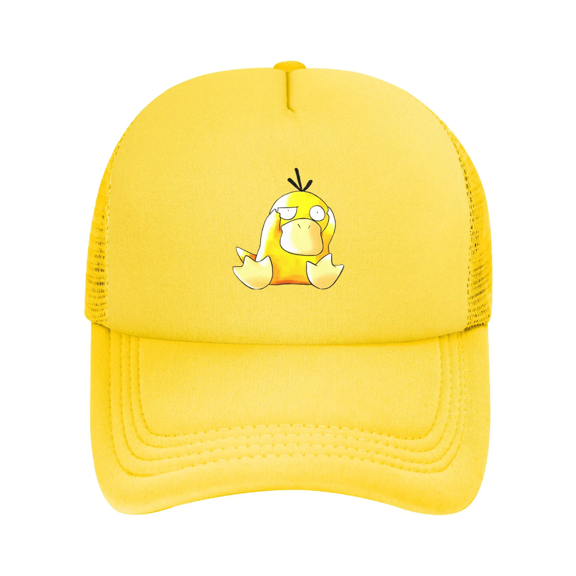 Psyduck Retro Pokemoned Trucker Hat Unisex Dad Hat Trucker Worker Cap Trucker Cap Adjustable Polyester Mesh Baseball Caps Summer